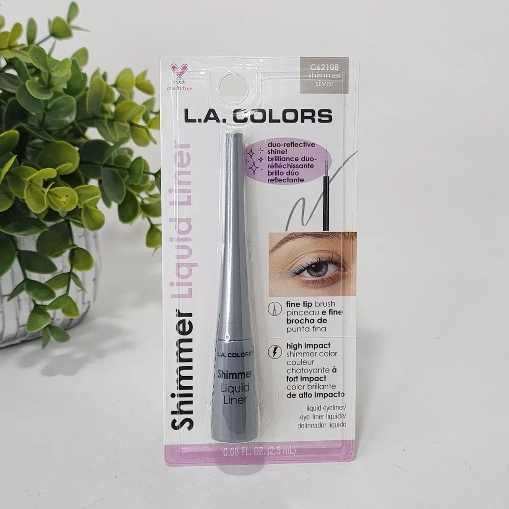 L.A. COLORS Liquid Eyeliner Shimmer Silver C62108 Fine Tip Brush New